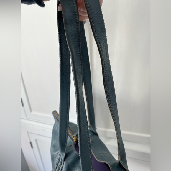 Genuine LEATHER TOTE | Boho!! | Blue - Picture 5 of 14